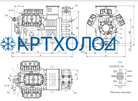 Компрессор Z40-126Y (R-404A, R-507, R-134a, R-407C MBP) Frascold