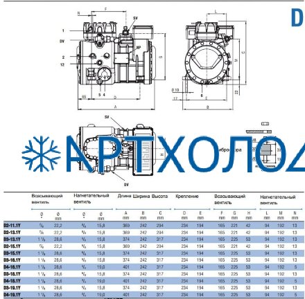 Компрессор D4-19.1Y (R-404A, R-507, R-134a, R-407C LBP) Frascold